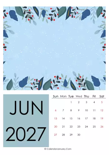 June 2027 photo calendar