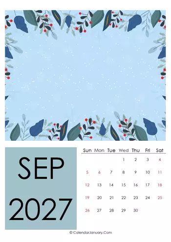 September 2027 photo calendar